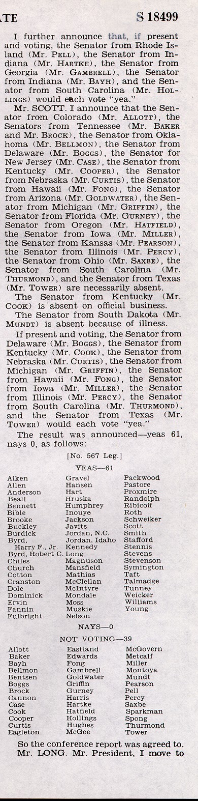 Senate tally 1972